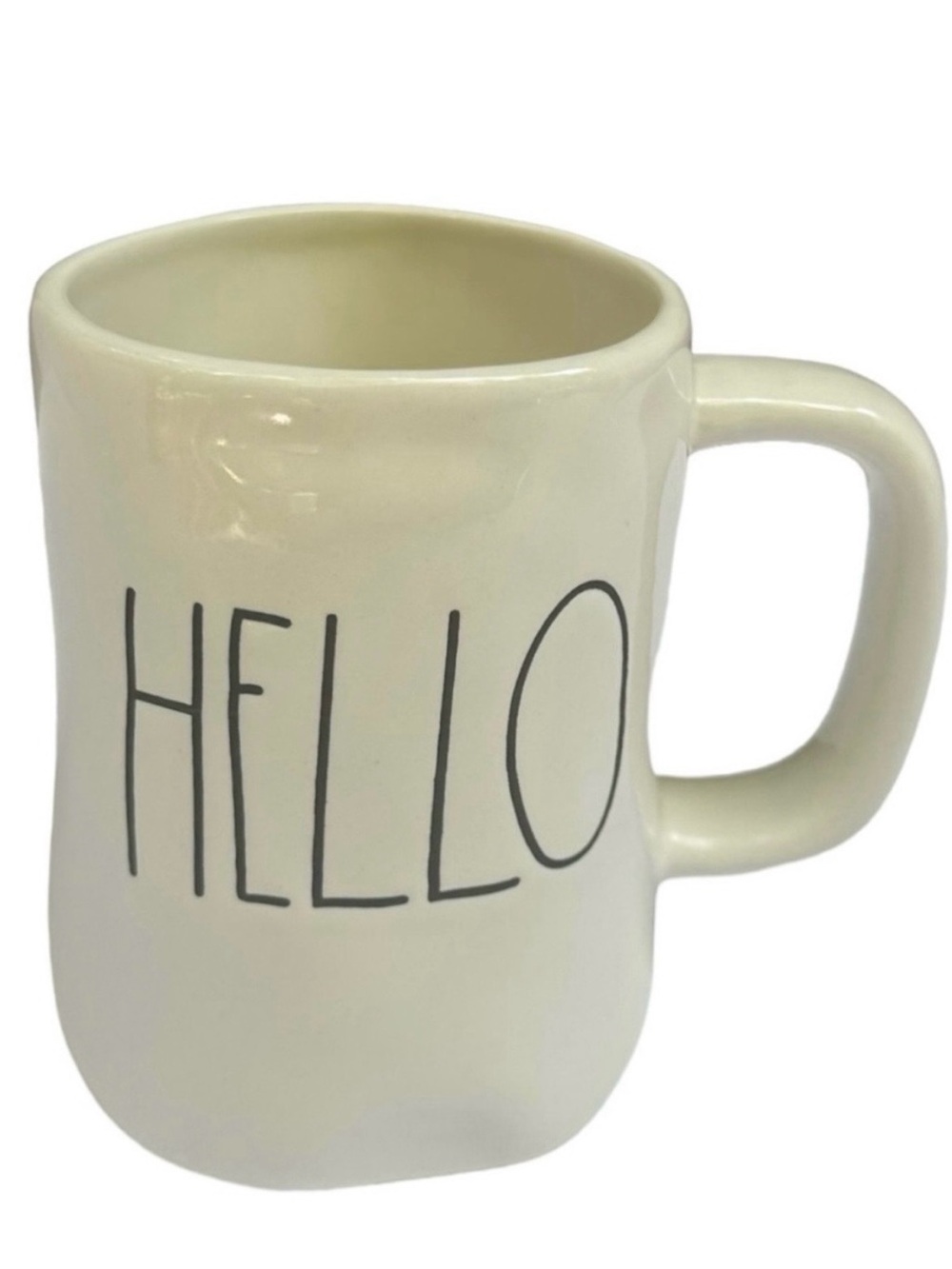 Rae Dunn HELLO Mug White Black Large Letter Dimples NWT 2017 OG Farmhouse Rustic
